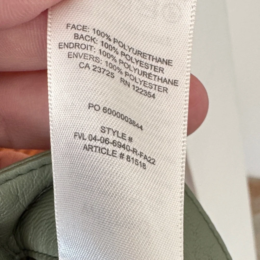ARITZIA Vegan Leather Wilfred Olive Green High-Rise Straight Leg Pants - Picture 5 of 7